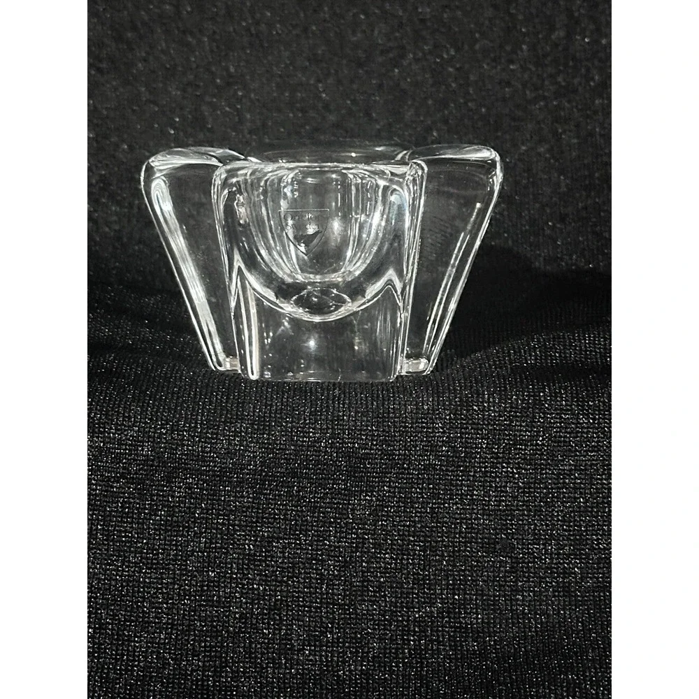 Art Deco Orrefors Crystal Tea Light Votive Candle Holder Sweden Signed & Sticker